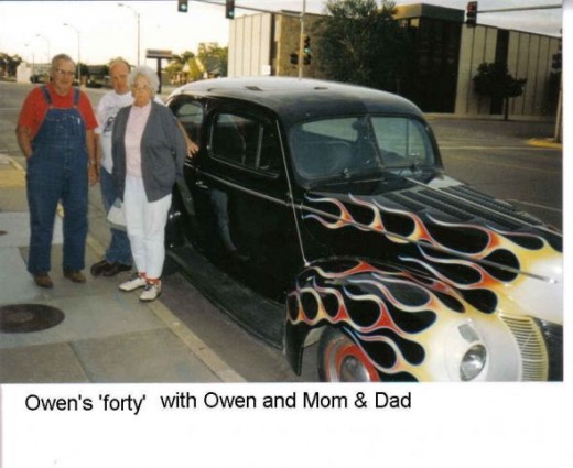 Clyde and Gail Martin with Owen's forty Ford roadster.