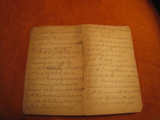 Inside Albert Vining's pocket diary.