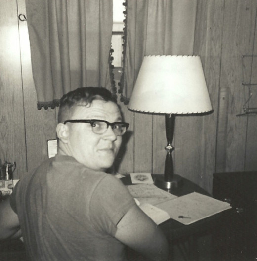 Larry studying in college