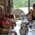 The writers get better acquainted over lunch. The writers get better acquainted over lunch.