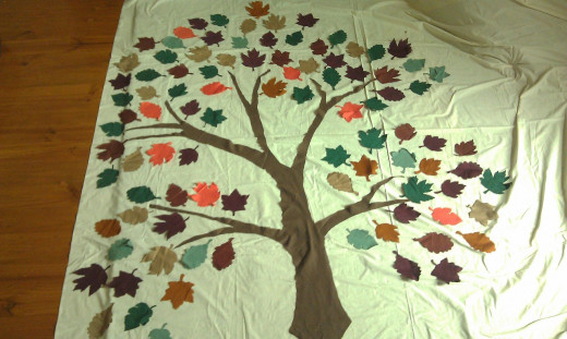 Leaves laid out on the tree after cutting