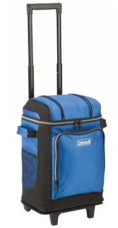 Blue Coleman Soft-Sided Beach Cooler with Wheels and Hard Liner