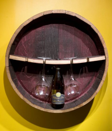 Wall Mounted Repurposed Wine Barrel Stemware Rack