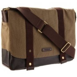 Storksak "Aubrey" messenger diaper bag in gender-neutral tones of canvas and cotton. 