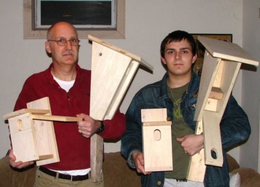 My busy boys with their wonderful birdhouses.