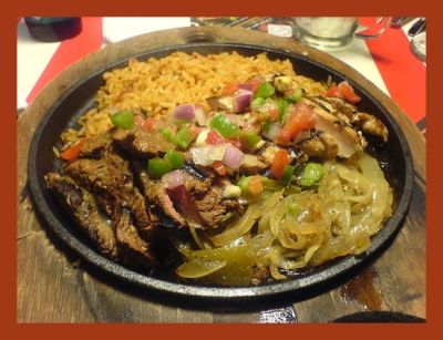 Steak Fajitas, as you'd see them in a restaurant, served on an iron skillet