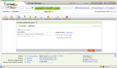 Simply enter the URL (web address) of the site you'd like visitors to be forwarded to!