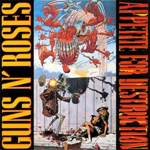 The original awesome cover for Appetite for Destruction. Artwork is by artist Robert Williams.