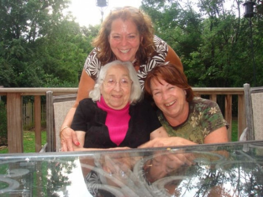 Sharyn, me and Mom on my back deck