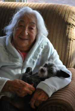 94 year old woman and dog