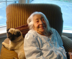 elderly woman with dog