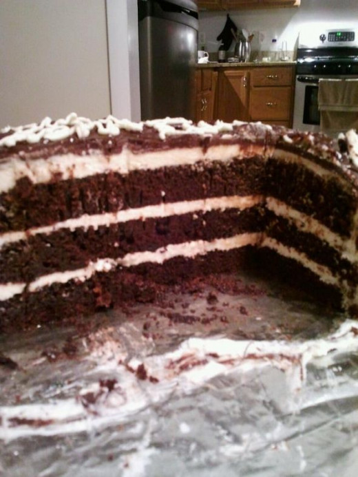 Chocolate cake with buttercream frosting - this one didn't make it through the door.