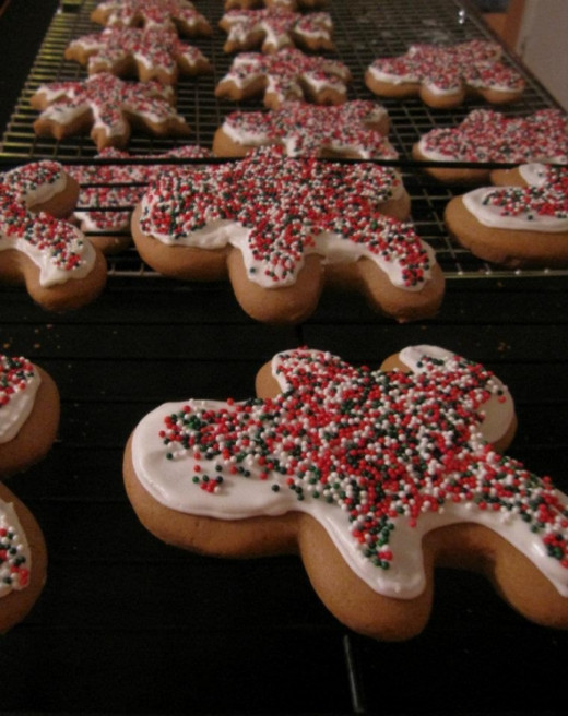 Gingerbread Men cookies with icing and sprinkles