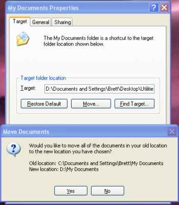 Click on yes when it asks if you want to move your documents to the new folder