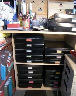 Storage boxes for collage papers, images, drawings etc.