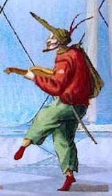 A Commedia dell'Arte character.