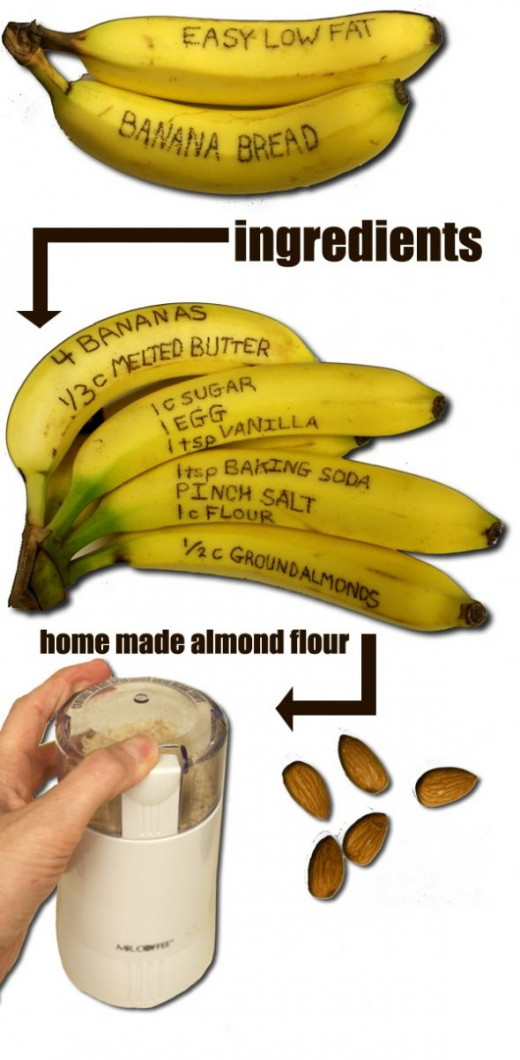 Click for full Easy Low Fat Banana Recipe Written in Banana Peels