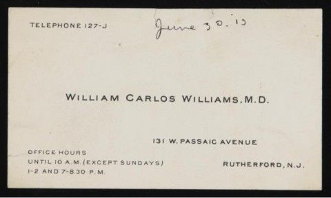 William Carlos William's business card