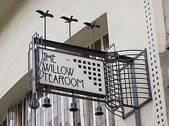 The Willow Tearooms sign, designed by Mackintosh, image borrowed from Art Deco Buildings