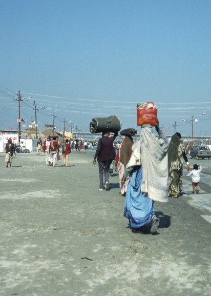Pilgrims arriving at the Kumbh Mela.