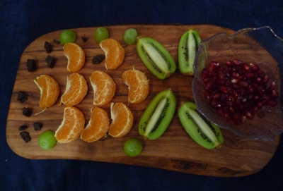 Handmade Cyprus Wood Platter with fruit