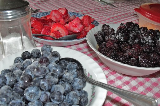 2010 photo entry of a country table setting of berries.