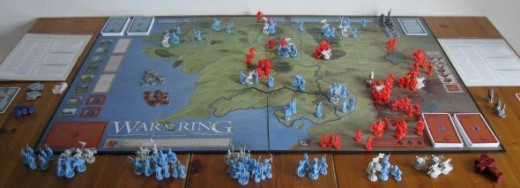 My copy of War of the Ring all set up and ready to play.