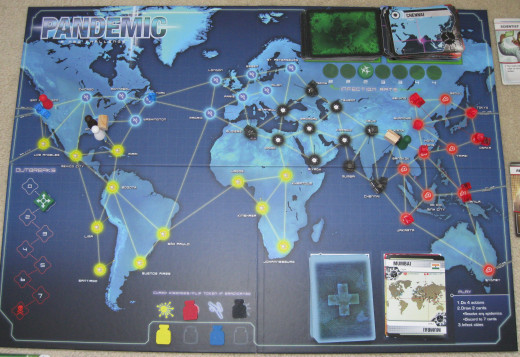 Pandemic Board Mid Game