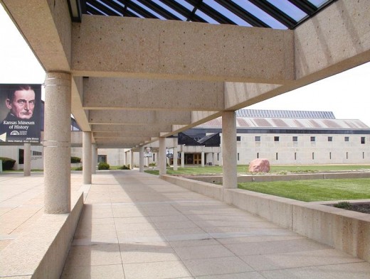 You've just walked under General Eisenhower and around the "Lincoln in Kansas" kiosk. You can *almost* make out the doors to the library now.
