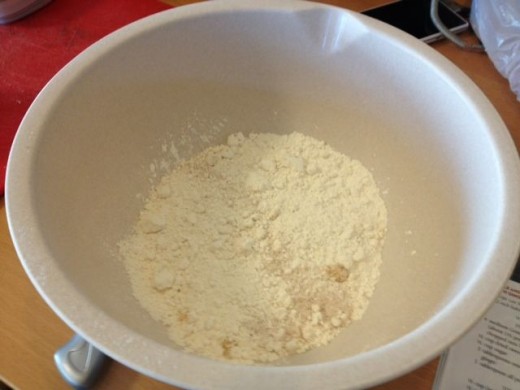 Combine the dry ingredients in a bowl for the crust.