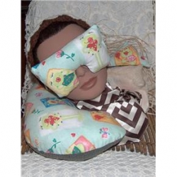 Eye mask pillow and neck pillow set that was sewn by hand.