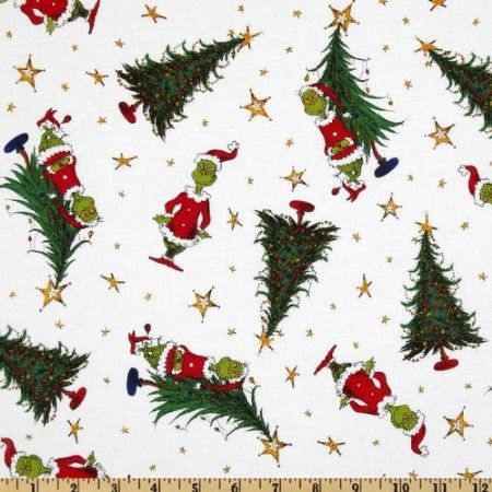 How The Grinch Stole Christmas Grinch &amp; Trees Fabric