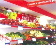 fruit discount rack, healthy eating, eating on a budget, vegetables, recipes