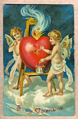 1909 Valentine with Cherubs and a Heart