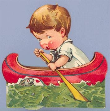 1930's Valentine Boy in Boat
