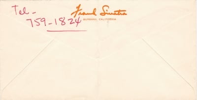 Envelope from Frank Sinatra (in his hand) to "Betty"