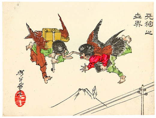 Illustration by Yoshitoshi published 1882. Image in public domain and in US PD-23 (published before 1923).