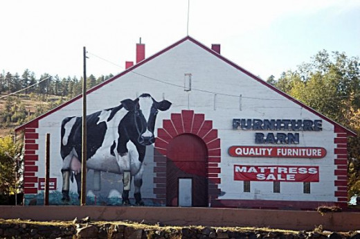 Cow Advertising on Barn