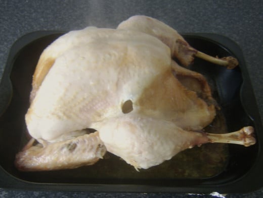 Partly roasted turkey