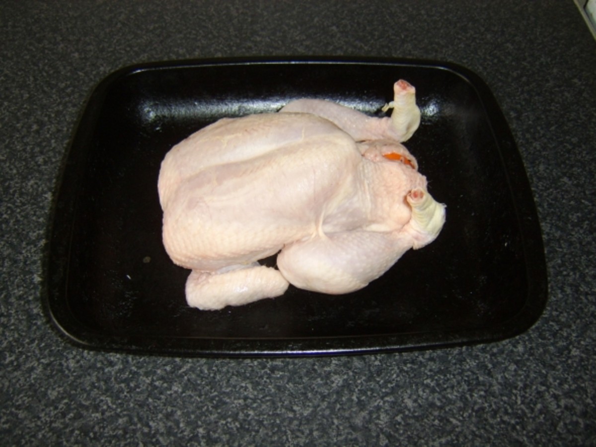 Stuffed chicken ready to be roasted