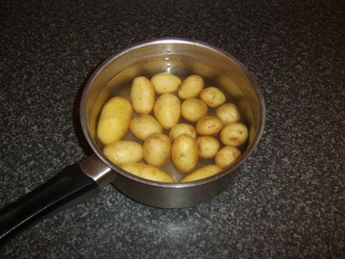 Potatoes are initially added to cold water