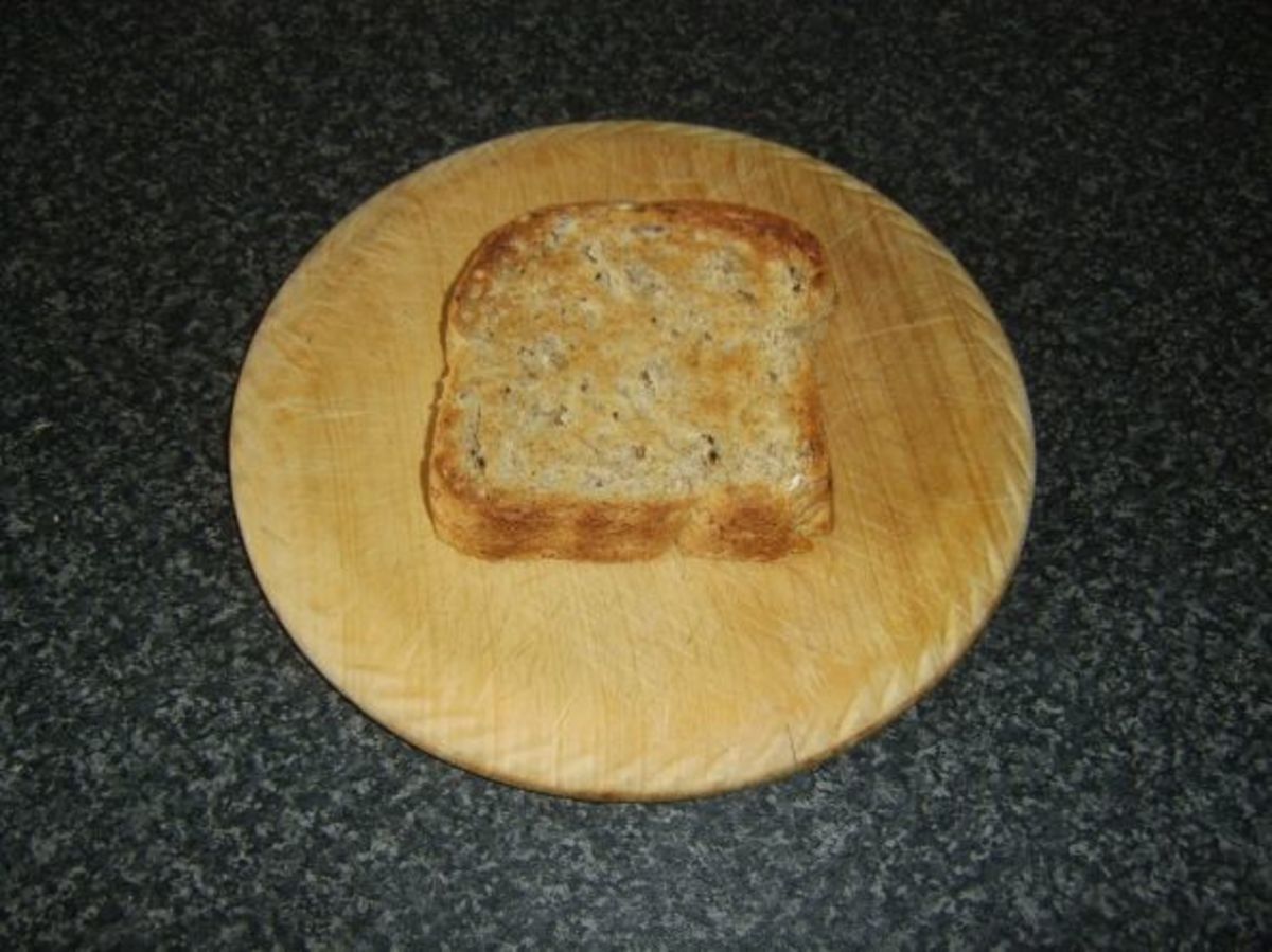 Granary bread is toasted on one side