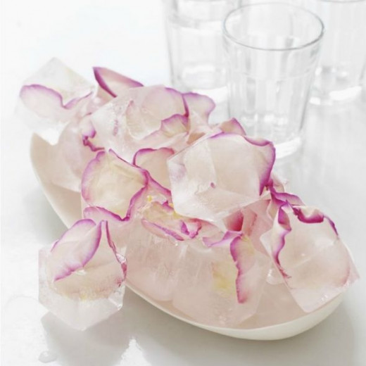 Decorative Rose Petal Ice Cubes
