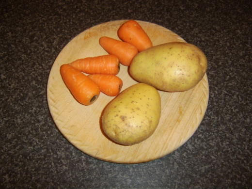 Chantenay carrots and potatoes