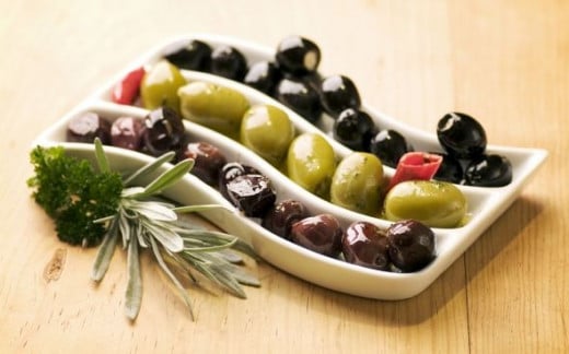 A variety of olives