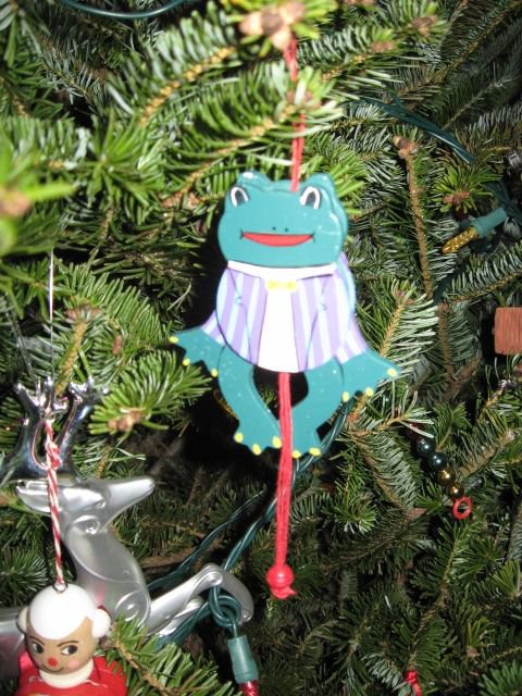One of several frog ornaments in memory of our brother
