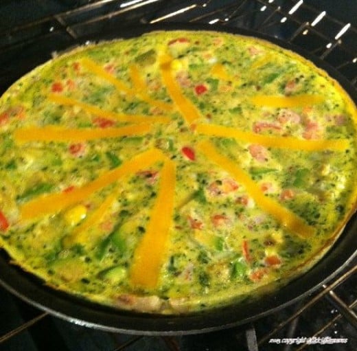 Step 6: Turn off the oven and turn the broiler on low to top off the frittata.