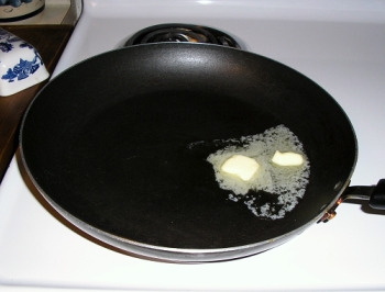 melt butter and oil in pan