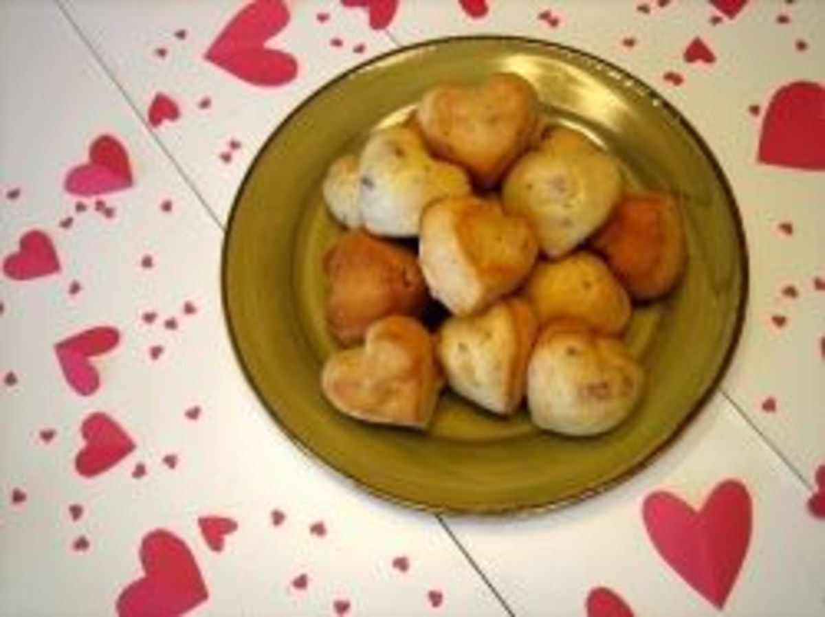 heart shaped muffins for romantic breakfast in bed