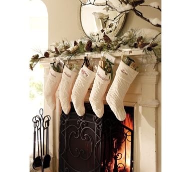 White Stockings and fireplace.From decoratingyourworld.blogspot.com
